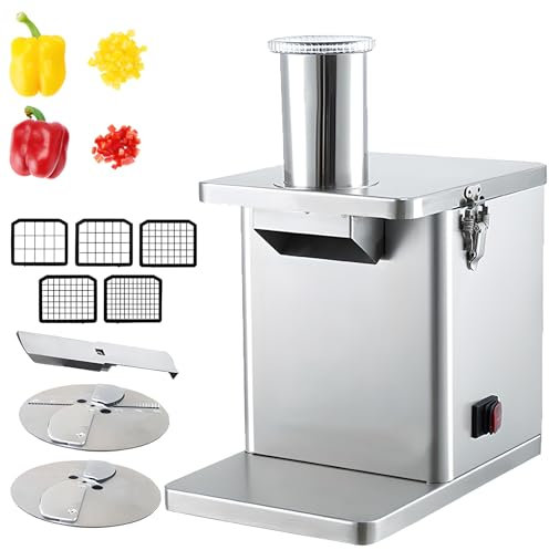 Electric Vegetable Dicer 200W, Electric Fruit Chopper, 5 Dicing Nets, 1 Slicing Knife, 1 Shredding Knife, 1-4Mm Slice Thickness Adjustable, Overheat Protection, for Vegetables, Frozen Meat