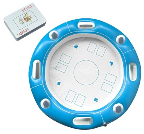 Mesa de juego flotante para piscina, mesa de juego de cartas inflable para piscina, escritorio interactivo de actividades para clima cálido con cartas para jugar en el mar, hotel, parque acuático