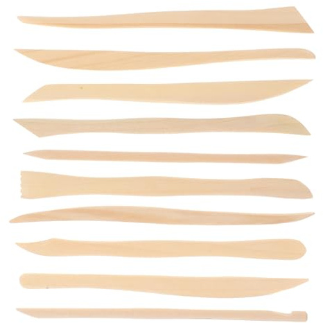 Artibetter 10 Stück Töpferwerkzeug mit Doppelseitigen Tonmodellier und Glättfunktionen für Skulpturen und Bastelprojekte in Beige