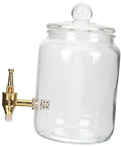 GLEAVI Bocal Verre Épais Pour Boissons Avec Robinet Cuivre Récipient Transparent Pour Fermentation Stockage De Vin Et Préparation Maison Large Jarre Décorative Pour Cuisine