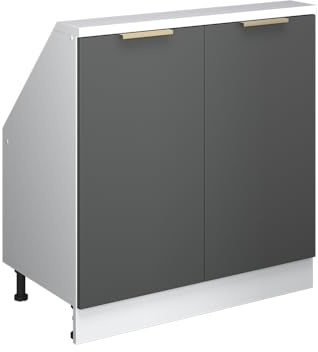 Vicco Küchenschrank für Dachschrägen R-Line, Anthrazit-Gold, 80 cm mit 2 Türen, zur freien Kombination innerhalb modularer Küchensysteme