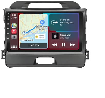 Pantalla Carplay Coche Inalámbrica para KIA Sportage 2011-2015 Pantalla de Coche con Carplay y Android Auto Inalámbricos, Bluetooth, Mirror Link, Navegación, 4 Nuclear 1G+32G