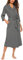 UNibelle Peignoir Femme Chemise de Nuit à Col en V Robe de Chambre Polaire à Manches 3/4 Peignoir Femme de Bain Tissu éponge pour Le Cadeau de Noël,Gris,XL