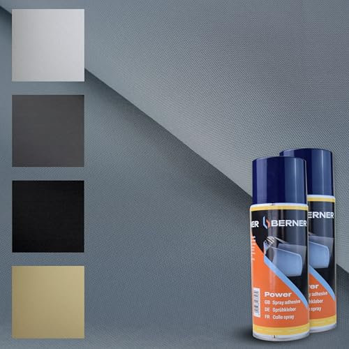 TENDAGGIMANIA Ciel de Toit Voiture Nid d'abeille Kit Tissu + Colle Spray, Ciel Toit Auto Couleur Gris 1410 -Taille 3 MT X 1,5 MT + 2 Colle