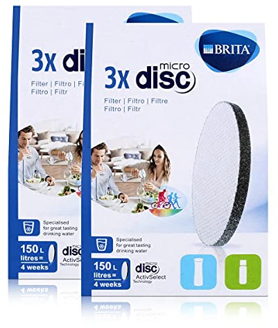 BRITA MicroDisc - Lot de 3 Filtres à Eau Compatibles Avec Bouteilles Fill&Go et Carafes Fill&Serve (Lot de 2)