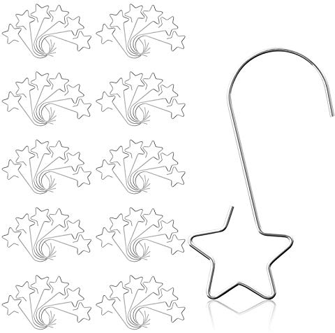 Naler Christmas Bauble Hooks, Tree Decoration Hangers, Christmas Ornament Hooks, Christmas Tree Baubles Ball Metal Hooks Xmas Decoration Star Hooks, 50mm, 50 Pack