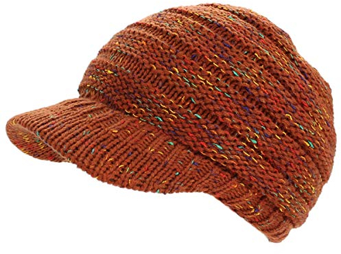 dy_mode Strickmütze Damen Schirmmütze Winter Mütze Einfarbig Bunt - A082 (A315-Kupfer)