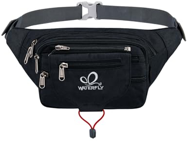 WATERFLY Bauchtasche Gürteltasche Damen und Herren Sport Hüfttasche für Laufen Fitness Joggen Wandern Dunkelgrau