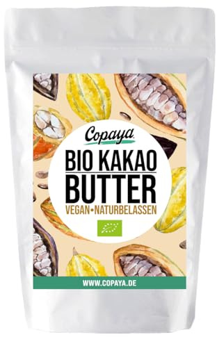 Copaya Bio Roh Kakaobutter, Kakao Butter Chips (Wafers) vom Criollo Kakao aus ungerösteten Edelkakaobohnen vegan in Rohkostqualität (250g)