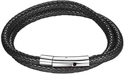FaithHeart Waterproof Artificial Leather Rope Chain Bracelet for Men Durable Double Wrap Woven Wax Cord Hand Chain Boy's Cool Accessories