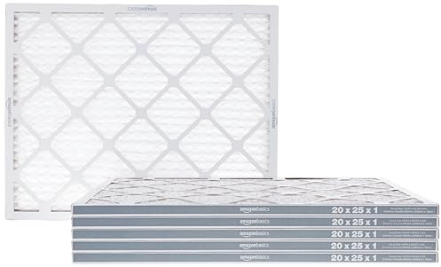 Amazon Basics 20x25x1 Air Filter 6-Pack, MERV 8 AC Furnace Filters, Removes Dust, Electrostatic, Allergy Control (Actual Size: 19.75 x 24.75 x 0.75)