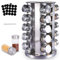 SaiXuan Présentoir à Épices 20 Pots Verre - Étagère à Épices en Acier Inoxydable Carrousel ,Pour Rangement Epices Cuisine,Barbecue, Rotatif à 360 °