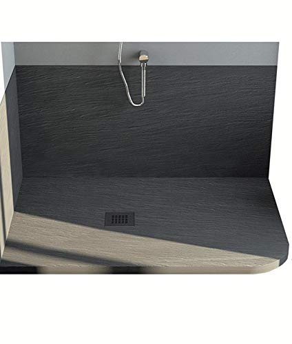 Relax Piatto Doccia Asimmetrico texturizzato Effetto Ardesia in Marmo-Resina 80x100 cm - Rocky Classic Easy