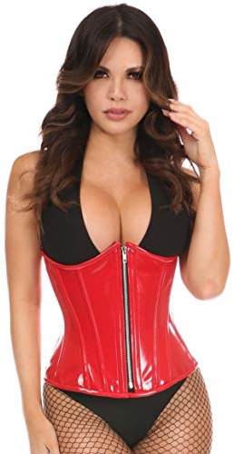 Daisy Corsets Damen Top Drawer Red Patent PVC Steel Boned Under Bust Corset Korsett, rot, 6X Mehr