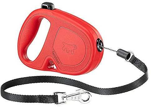 Ferplast Hundeleine Flippy ONE, Rollleine kleine Hunde bis 12 kg. Ausziehbare Schnur max. 4,5 m. Einzelner Knopf zum Verriegeln und Entriegeln, rot