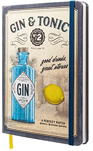 Nostalgic-Art Retro Notizbuch, A5, Gin & Tonic – Drinks & Stories – Geschenk-Idee als Bar-Zubehör, Bullet Journal dotted, Vintage Design