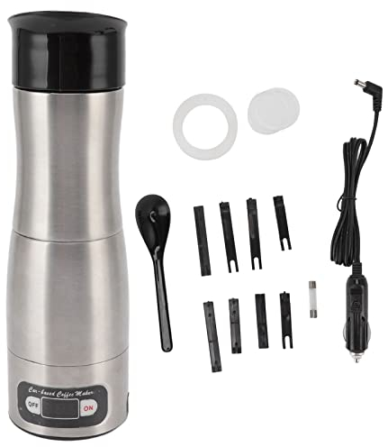Machine à expresso portable Chauffage rapide, cafetière électrique Machine à café portable pour voiture, camion, camping, randonnée, extérieur, golf, machine à café avec allume-cigare 12 V 24 V