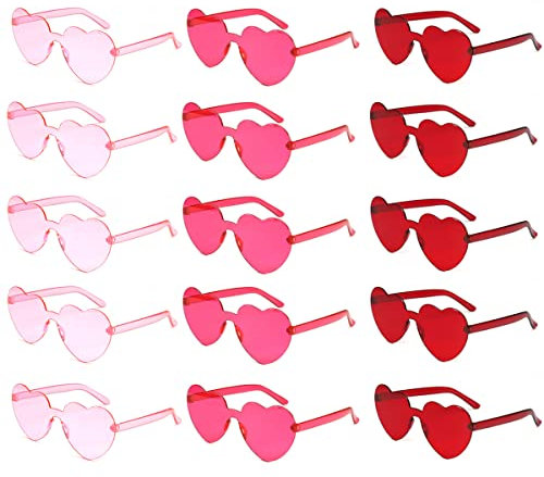 ZOOMPIL Randlose Herz-Sonnenbrille, 12 Stück Herz Sonnenbrille, Retro Herzbrillen, Bonbonfarbene Gläser, Für Damen Party Brille Lustige Neon Farben Partybrille Set