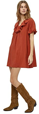 DESIRES DamenKurzes Kleid mit 2/4-Ärmeln, Burnt Ocker, M