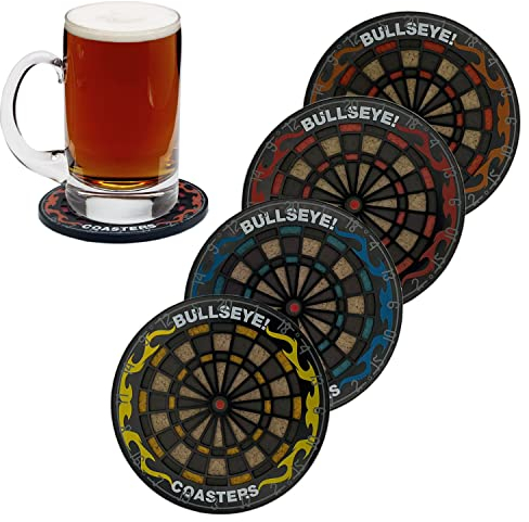MEDOYOH 4er-Set Bulleye Getränke Untersetzer, rutschfeste Bieruntersetzer Biermatten Waschbare Lustige Untersetzer Hitzebeständig für Kaffee Bierbecher Weinglasflasche Home Pub Bar