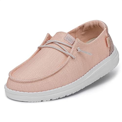 Hey Dude Wendy Youth Glitter Moc Toe Shoes, Rose Crystal, 36 EU