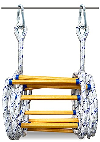 PHONME 3m 5m 8m 10m 15m 20m Strickleiter Feuerleiter Fluchtleiter Rettungsleiter Notleiter Mehrzweckleiter Feuerleiter Tragfähigkeit bis zu 420 kg mit Haken Für Feuerleitern Und Balk(Size:10m)