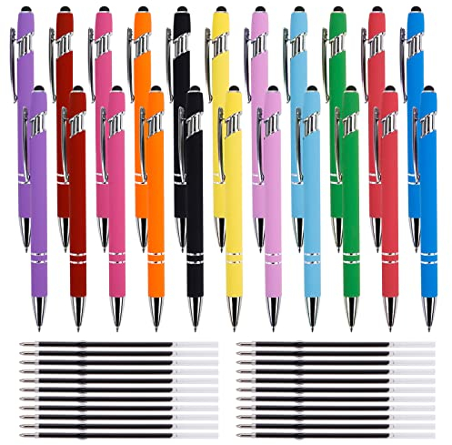 Chostky 22PCS 2 in 1 Stylus-Kugelschreiber, einziehbarer Bildschirm-Touch-Stift mit 22 Minen, Kugelschreiber mit Stylus-Spitze, kapazitiver Stift mit schwarzer Tinte f¨¹r Touchscreens