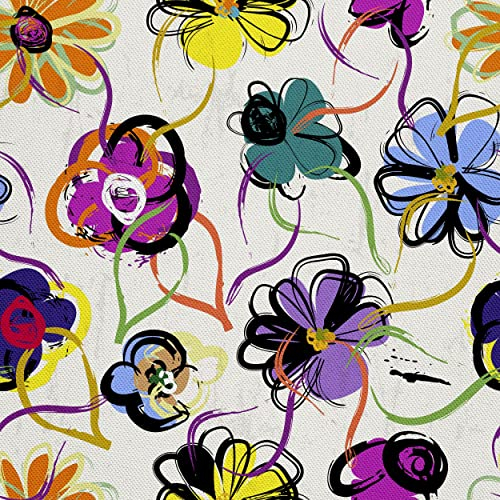 HEKO PANELS Stoff Oxford Wasserdichte Meterware Canvas-Stoff Polyester Stoff Zum Nähen Nähstoffe Möbelstoffe Dekostoffe Wasserabweisend Blickdicht Blumen Bunt 1 Meter 155 x 100 cm, DX127