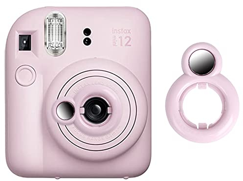 Rieibi Selfie Spiegel für Instax Mini 12, Selbstportrat Spiegel für Fujifilm Sofortbildkamera, Fuji Mini 12 Objektiv Zubehör - Rosa