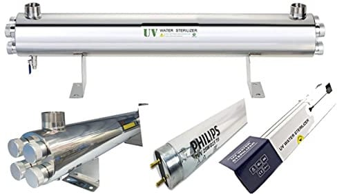 SANITLINE Filtre stérilisateur UV, désinfection de l'eau par lampe UV, désinfection pour aquariums, bassins, piscines, garantie de qualité, 220 watts