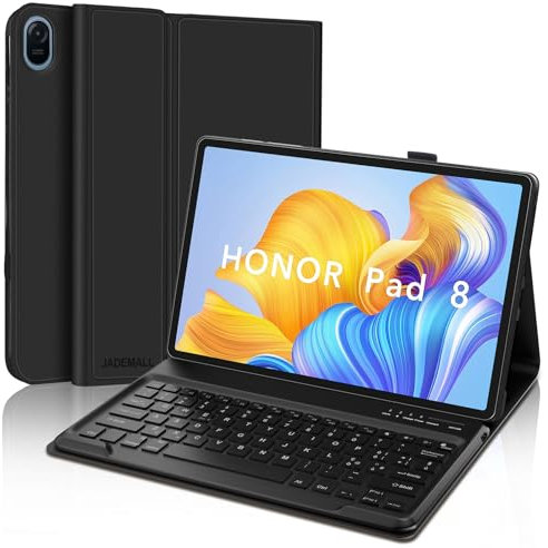 JADEMALL Custodia Tastiera per Honor Pad 8 12 Pollici 2022, Cover Honor Pad 8 con Italiana QWERTY Tastiera Wireless Bluetooth Magnetica Staccabile per Honor Pad 8 12, Nero