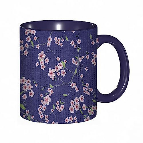 DHAEY Mug porcelaine fine Branches de cerisier Sakura en fleurs Motif de kimono oriental chinois |Mug humour pour collègue, amis, copains, frères et soeurs |Mug original avec