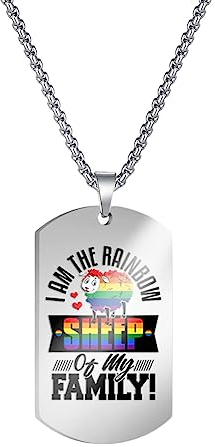 HIJONES Herren LGBT Dog Tag Anhänger Halskette aus Rostfreier Stahl Regenbogenflagge Lesbisch Schwuler Stolz-Schmuck Stil E