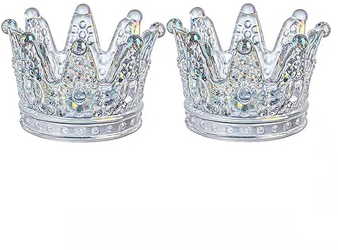 Lot de 2 cendriers créatifs en verre de cristal pour la maison, la couronne, la décoration, la cire, la plate-forme de bijoux, boîte de rangement (couleurs éblouissantes)