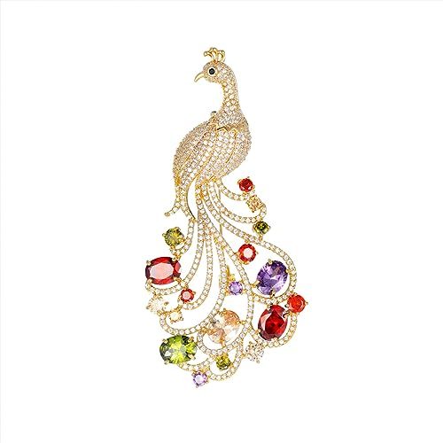YAHOYA Luxe Cubique Zircon Phoenix Broches pour Femmes Hommes Couleur Or Cuivre Animal Mariage Bijoux Banquet Broche Pins