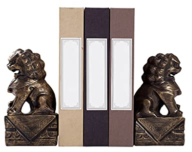 Buchstützen, chinesischer Stil, bronzefarbener Löwe, Bücherregal, bietet Platz für dicke Bücher, rutschfeste Buchstütze, Büro, Wohnzimmer, Dekoration, Ornamente, Buchstützen, dekorativ Feito na China