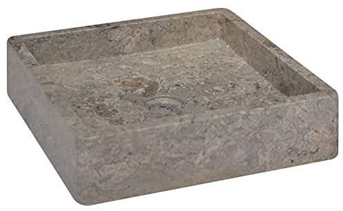 Tidyard Lavandino,Lavello,Lavabo da Appoggio,Lavandino Bagno,Lavabo da Bagno,Lavabo in Marmo,Lavandino da Esterno Grigio 40x40x10 cm