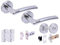HANDLEZONE® Columba Premium Door Handles on Rose Bathroom Deadbolt Pack with 75mm Ball Bearing Hinges, 76mm Latch and Lock - Dual Polished/Satin Chrome