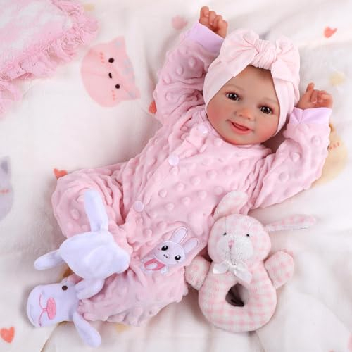 BABESIDE Reborn Puppen Lebensecht Sunny 17 Zoll Wie Echtes Baby Realistische Babypuppen Newborn Puppe Mädchen Weicher Stoffkörper Reborn-Kleinkind-Puppen Echtes Leben Baby Puppe Offene Augen