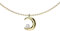 viva-adorno Edelstahl Damen Kette Halbmond Zirkonia Halskette Kristall Mondsichel Anhänger Collier HK46, gold