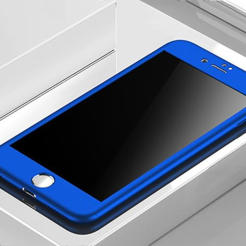 FORLUZ Luxury 360 Full Body Cover for iPhone 11 Pro Max XR XS X Cases with Tempered Glass Case for iPhone SE 2020 8 7 6 6S Plus 5 5S SE,Blue,For iPhone SE (2020)