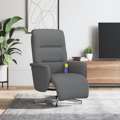 Homgoday Fauteuil de massage avec repose-pieds - Fauteuil de relaxation - Fauteuil TV avec fonction allongée - Fauteuil inclinable avec dossier réglable - Fauteuil rembourré pour salon - Tissu gris
