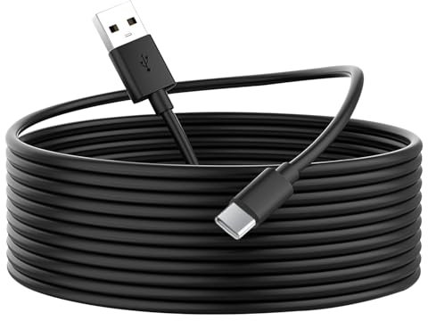 Cable USB C de 5 m de largo, cable de carga USB A a USB C duradero y sincronización de datos, cable de extensión de alimentación para cualquier cámara de seguridad habilitada para USB-C, teléfonos,