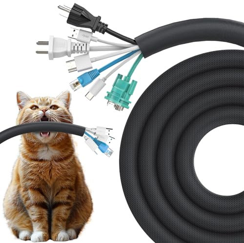 UOMTFAI Protector de cable para perros y gatos de 10 pies a 1.2 pulgadas, funda flexible para cable para una fácil gestión de cables, protege los cables de la masticación de mascotas, ideal para