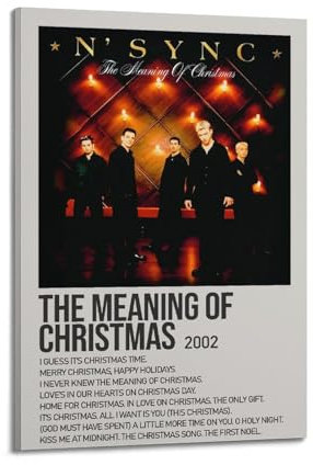 MHEGSNGA NSYNC Poster The Meaning Of Christmas, Vintage-Kunst, Raumdekoration, ästhetische Schlafzimmerdekoration, Leinwandposter für Schlafzimmer, 50 x 75 cm, Rahmenstil