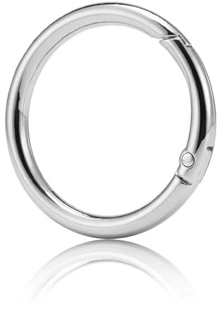 QIUTIMIY 15 Stück Rund Karabinerring O-Ring,Metall Runde Federspaltringe für Handtaschen, Schlüsselanhängern, Schnallen, Taschen, Geldbörsen(Silber,38mm)