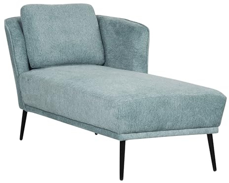 Beliani Linksseitige Chaiselongue Hellblau Stoff Stoffbezug Links | Blau, Abgesenkt, Schaumstoff-Füllung, Sperrholz, Sitzhöhe 41 cm, Belastbarkeit 120 kg, 148 x 64 x 70 cm