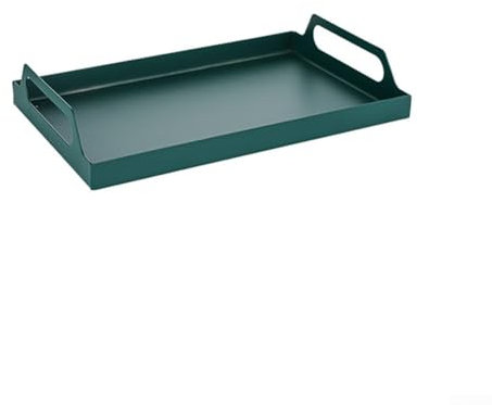 Vassoio da portata in metallo, vassoio da portata rettangolare con manici, vassoio organizer per tavolino da caffè, 30 x 19,5 x 5,5 cm (verde)