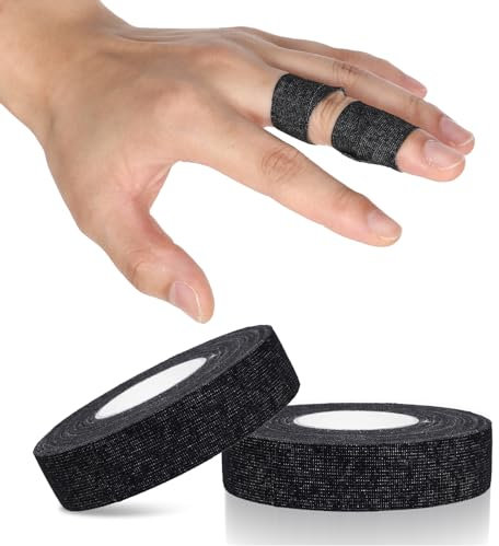 Schwarz Fingertape Stark 2 Rollen Tape Sport Kinesiologie Tape Sporttape Fingertape Physio Tape Sporttape Weiß Tapes Fussball Sporttape Medizinisches Klebeband Fußtape Für Klettern, 1.5cmX10m