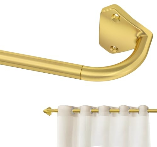 GXOACKJ Goldene Gardinenstangen für Fenster, 71,1 cm bis 152,4 cm, 1,6 cm, verstellbare Verdunkelungsvorhangstangen für Schlafzimmer und Außenbereich